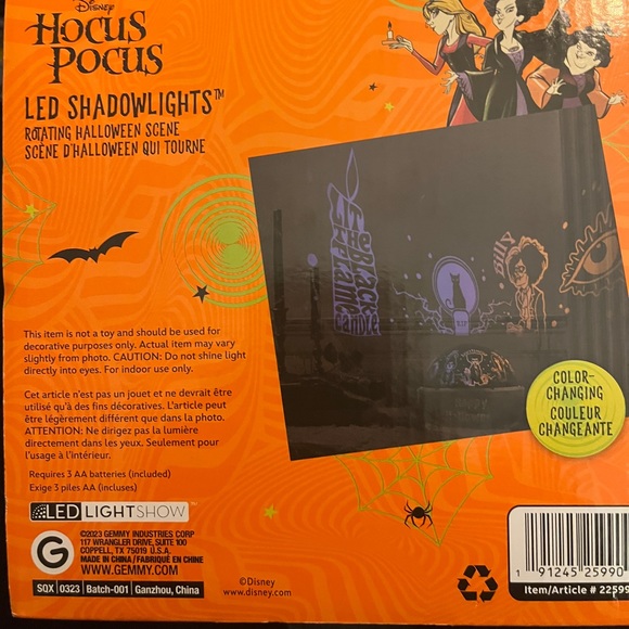 NWT Disney Hocus Pocus Halloween LED Shadow Rotating Light Projector - Picture 5 of 6